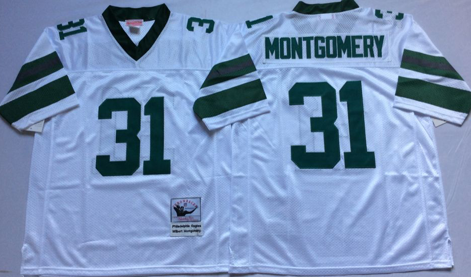 Men Philadelphia Eagles 31 Montgomery white Mitchell Ness jerseys